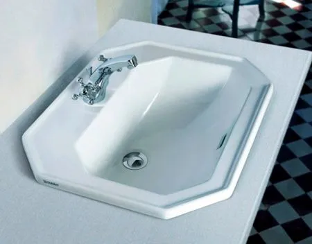 раковина duravit 1930 series 0476580000 встраиваемая сверху, с переливом, 1 отв. под смес., 58х47 см, белая