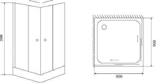 душевой уголок timo tl 90×90 tl-9002r профиль хром, стекло прозрачное с рисунком