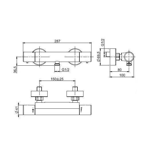 смеситель для душа fima carlo frattini fimatherm f4275/1ns с термостатом, черный матовый