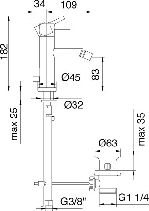 смеситель для биде treemme vela 5820.cc.vl