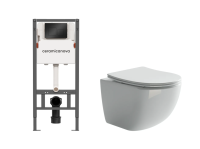 Комплект унитаза с инсталляцией Ceramica Nova New day CN3009_121002MB белый, с крышкой микролифт и кнопкой черной матовой