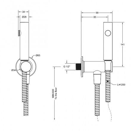 гигиенический душ gessi inciso 58153#149