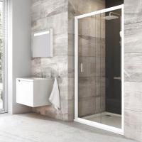 Дверь для душевой кабины в нишу Ravak Blix BLDP2-110 0PVD0100Z1 профиль белый, стекло прозрачное