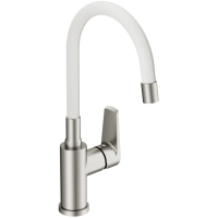 Смеситель для кухни Cersanit Moduo A68232 с гибким изливом, сатин/белый Смеситель для кухни Cersanit Moduo A68232 с гибким изливом, сатин/белый