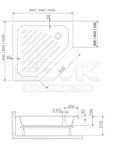 душевой поддон rgw acrylic bt/cl-s 90×90 16180599-51 белый