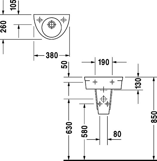раковина подвесная 38 см duravit starck 2 076138 00 00