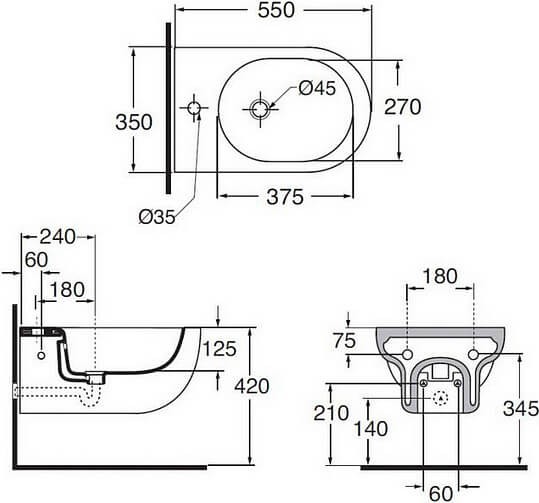 биде подвесное azzurra nuvola nuv500/sosk
