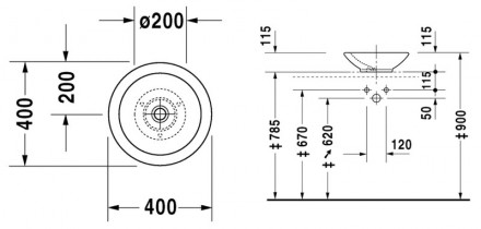 раковина накладная duravit bagnella 0451400000