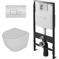 Комплект унитаза с инсталляцией D&K Matrix DS1391602 с сиденьем микролифт и Белой клавишей смыва