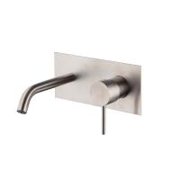 Смеситель для раковины Fima Carlo Frattini Steel F3081X5INOX настенного монтажа, излив 150 мм., с донным клапаном click-clack, цвет INOX