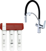 Смеситель для кухни Lemark Comfort LM3074C086 с гибким изливом, хром, черный, с фильтром Optima
