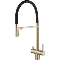 Смеситель для кухни Abber Wasser Kreis AF81141G с подключением к фильтру, гибким изливом, золотой матовый