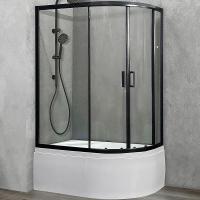 Душевой уголок Royal Bath ВК 120×80 RB8120BK-T-BL-L профиль черный, стекло прозрачное
