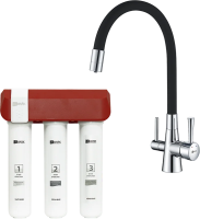 Смеситель для кухни Lemark Comfort LM3075C086 с гибким изливом, хром, черный, с фильтром Optima