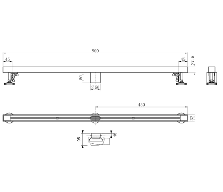 душевой трап 90 см wonzon & woghand, брашированное золото (ww-65409t-bg)