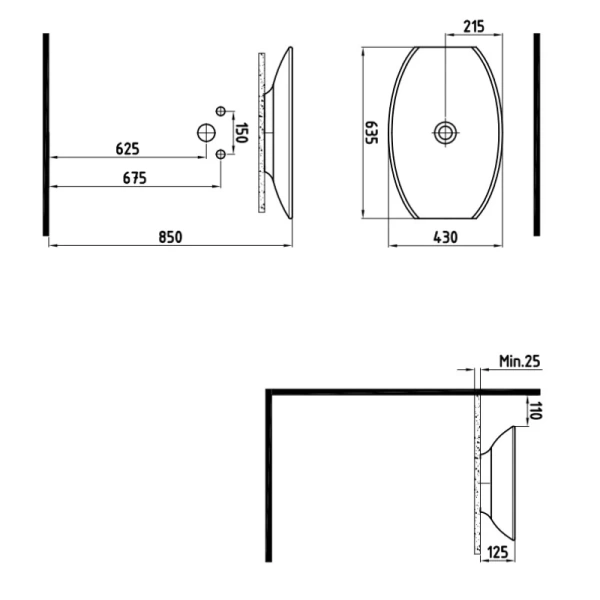 раковина накладная bien harmony 64см, hrlg06301fd0w3000, белая