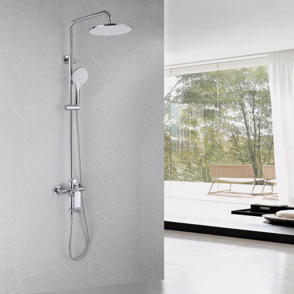 душевая система abber insel af8016n 250 мм, со смесителем, хром