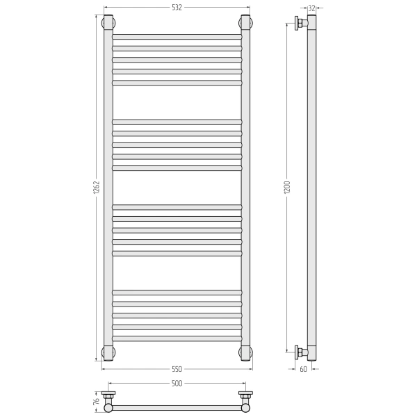 полотенцесушитель водяной 1200x500 золотой шелк сунержа богема+ 32-0220-1250