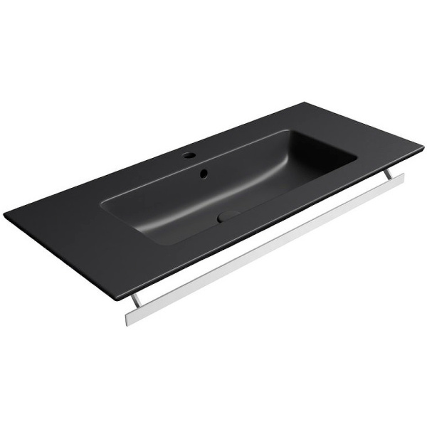 раковина gsi pura 8886126 подвесная, 102.6x46 см, ardesia opaco (черный матовый)