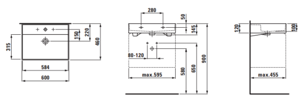раковина накладная laufen kartell 8.1033.3.400.104.1 60х46 см, белая
