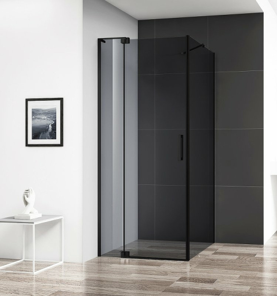 душевой уголок cezares slider 100x80 slider-ah-1-80-90/100-grigio-nero профиль черный матовый стекло тонированное