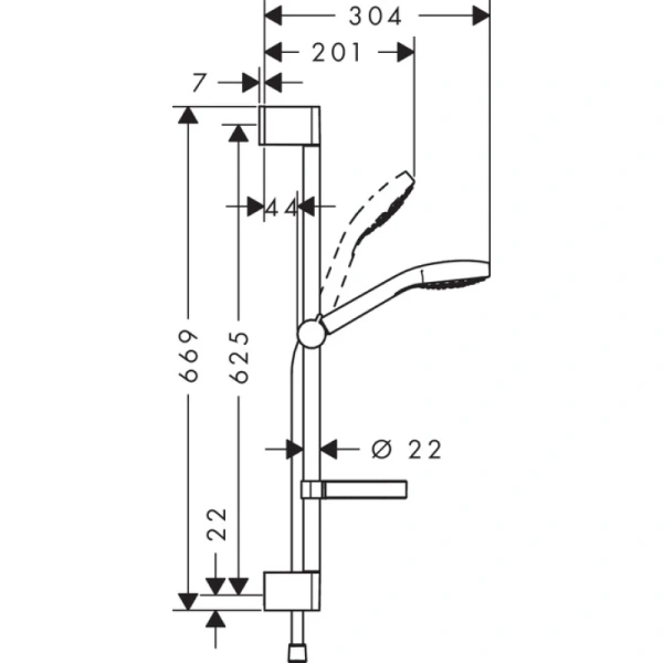 набор для душа, 0,65 м, с мыльницей casetta hansgrohe croma select s vario 26566400
