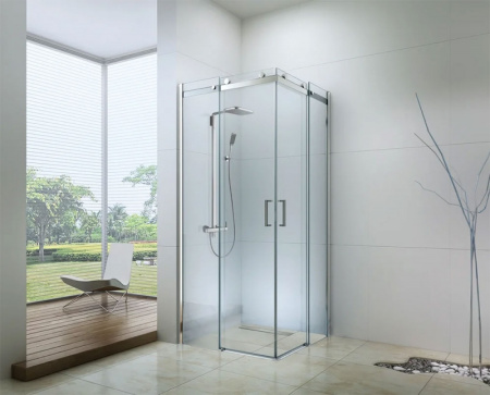 душевой уголок berges gelios 100×100 061027 профиль хром, стекло прозрачное