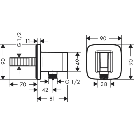 подключение для душевого шланга с держателем hansgrohe fixfit q 26887700