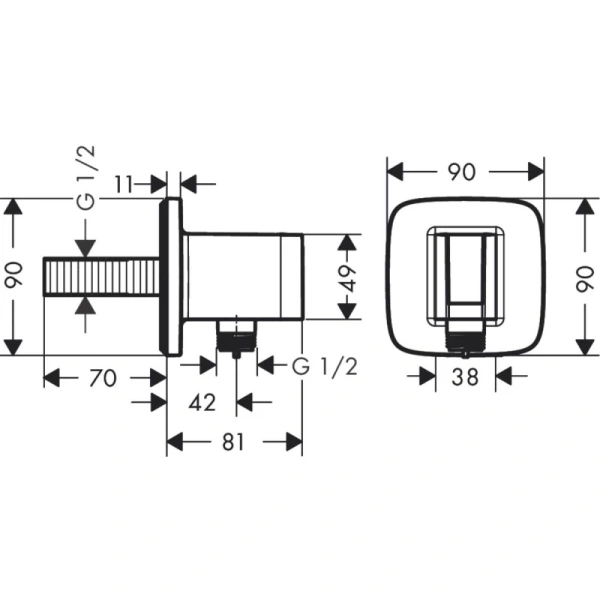 подключение для душевого шланга с держателем hansgrohe fixfit q 26887990