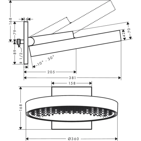 верхний душ hansgrohe rainfinity 360 1jet 26230340