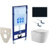 Комплект унитаза с инсталляцией Aquatek Set Aquatek Вега-1905-017 с сиденьем микролифт и Черной матовой клавишей смыва