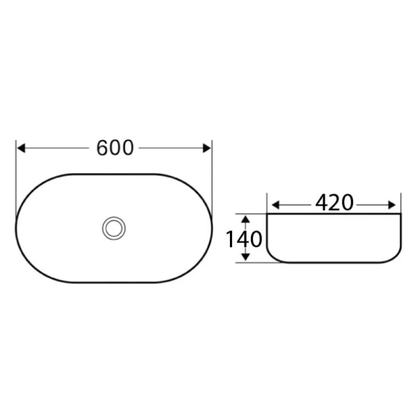 раковина накладная belbagno 60 см, bb1084-h301 чёрная матовая