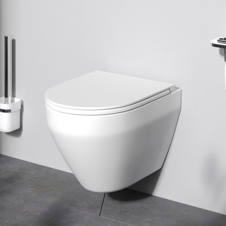 унитаз am.pm spirit v2.0 c701700mwsc подвесной, безободковый, с сиденьем микролифт, белый матовый