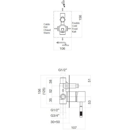 смеситель webert rimini ri860101015 для ванны и душа, встраиваемый, цвет хром