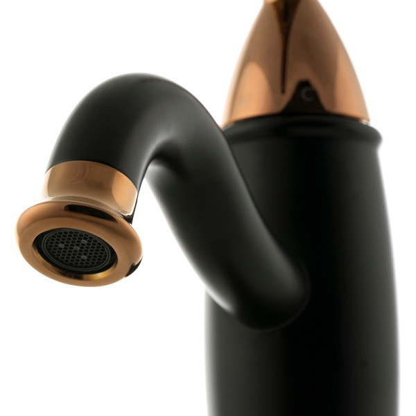 смеситель для раковины lemark prime lm6106brg черный матовый розовое золото
