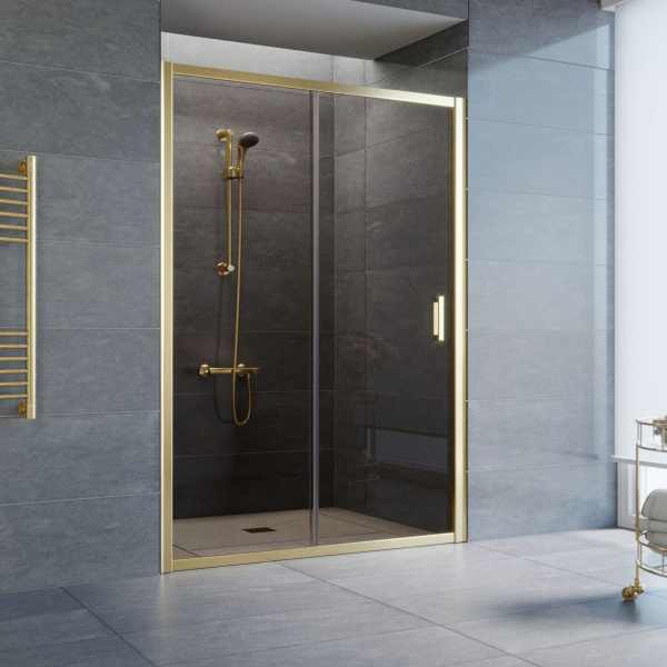 дверь для душевой кабины в нишу vegas glass zp 135 09 05 профиль золото, стекло, стекло бронза