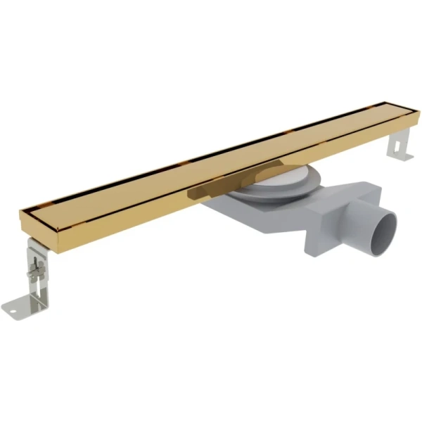 душевой трап (лоток) plumberia selection linear psl60or 60 см, с решеткой, 2 в 1 под плитку, золотой