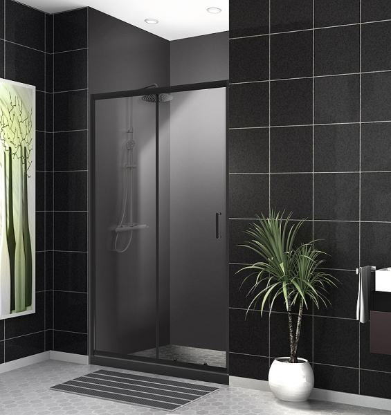 душевая дверь belbagno uno 140 uno-195-bf-1-140-c-nero профиль черный матовый, стекло прозрачное