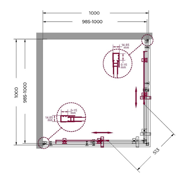 душевой уголок belbagno marino 100x100 marino-a-2-100-c-cr профиль хром стекло прозрачное