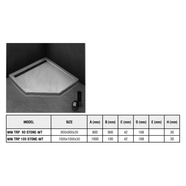 душевой поддон из искусственного камня weltwasser ww trp 90 stone-wt 90×90 10000004363 белый