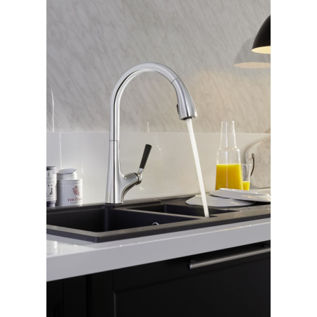 смеситель для кухни jacob delafon malleco e562-cp хром, с выдвижным изливом