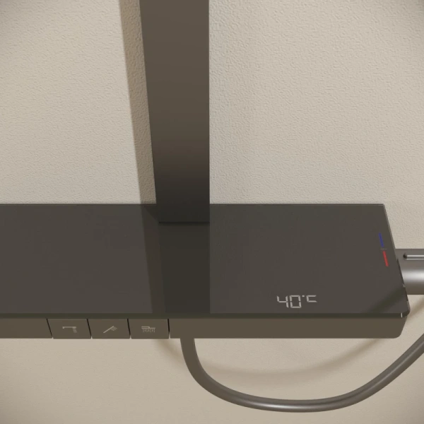 душевая система sancos vos sc6100gg 360x240 мм, с термостатом, вороненая сталь