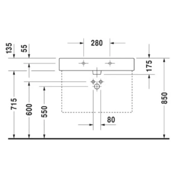раковина накладная/подвесная 80 см duravit vero 0454800000