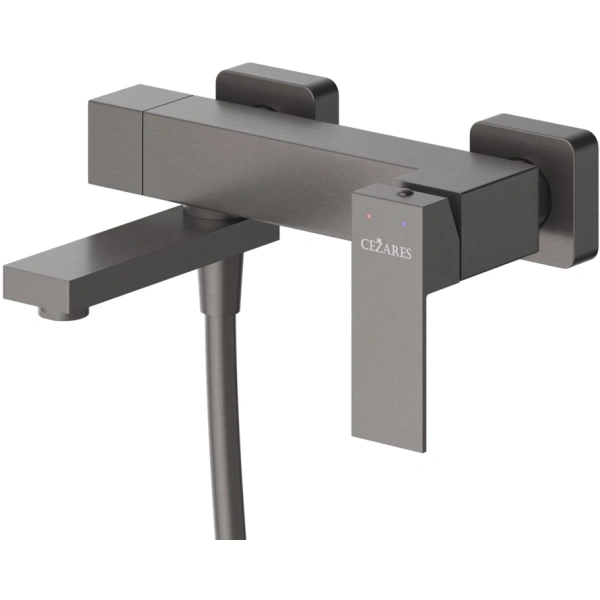 смеситель для ванны cezares slider slider-vd-gm с душевым гарнитуром, оружейная сталь