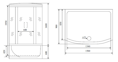 душевая кабина timo lux t-7750(new) 150х88
