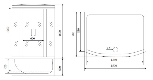 душевая кабина timo lux t-7750(new) 150х88