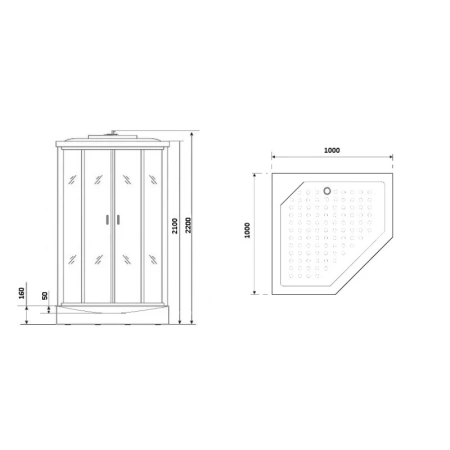 душевая кабина niagara premium 100x100 ng-6002-01gd с гидромассажем