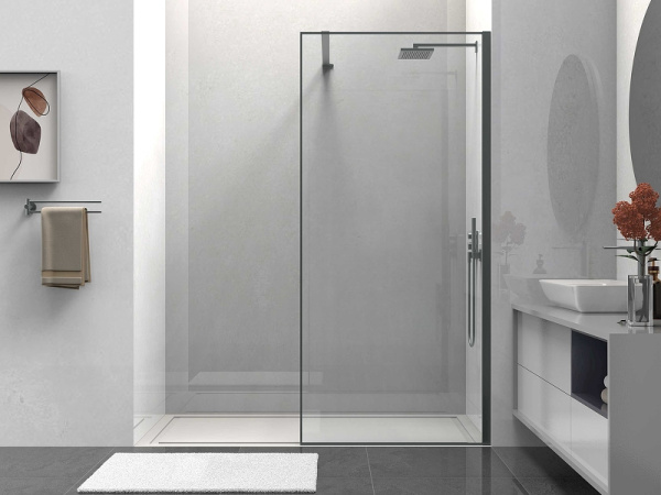 душевая перегородка vincea walk-in 80 vsw-1hs800clgm профиль вороненая сталь, стекло прозрачное