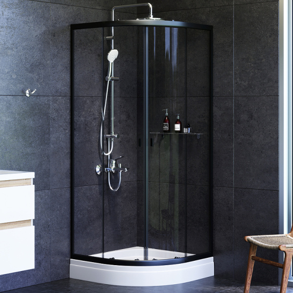 душевой уголок am.pm x-joy twin slide 80×80 w88g-205-080bt64 профиль черный матовый, стекло прозрачное
