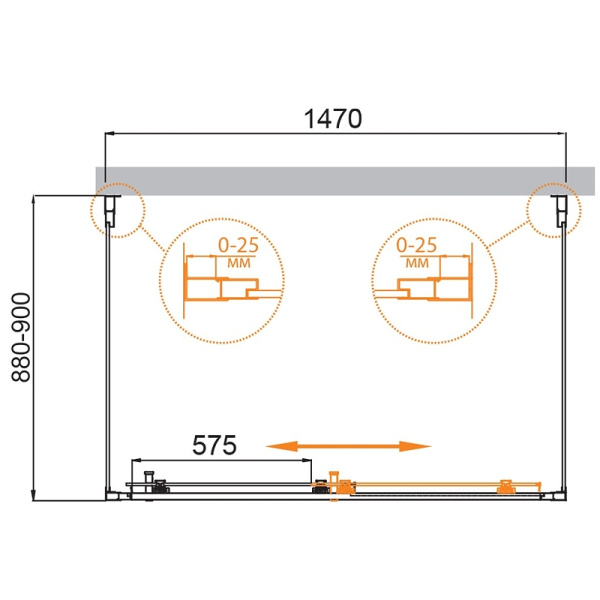 душевой уголок cezares molveno 150x90 molveno-ah-12-150/90-p-cr профиль хром стекло рифленое
